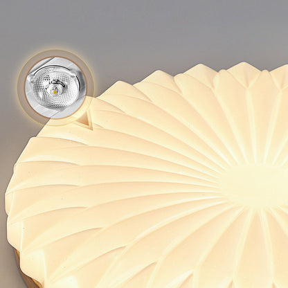 French Beige White LED Ceiling Light - Wood and Acrylic with 3 Color Light