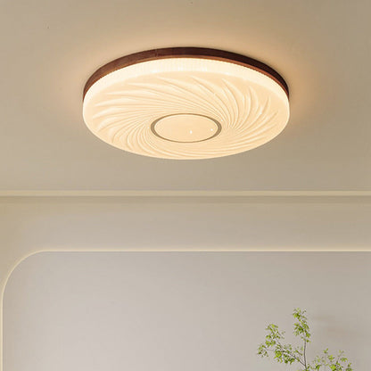 French Beige White LED Ceiling Light - Wood and Acrylic with 3 Color Light