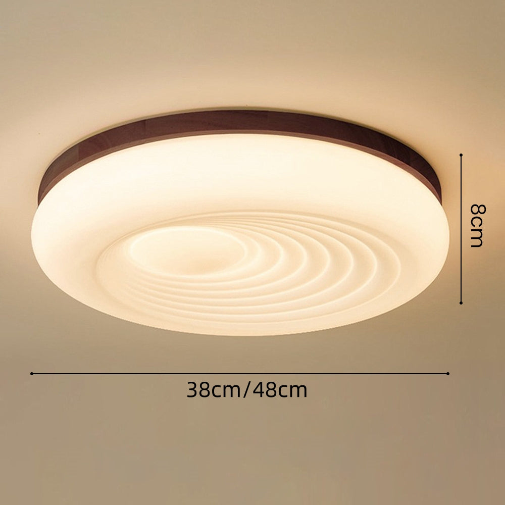 French Beige White LED Ceiling Light - Wood and Acrylic with 3 Color Light