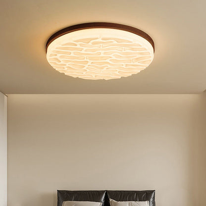 French Beige White LED Ceiling Light - Wood and Acrylic with 3 Color Light
