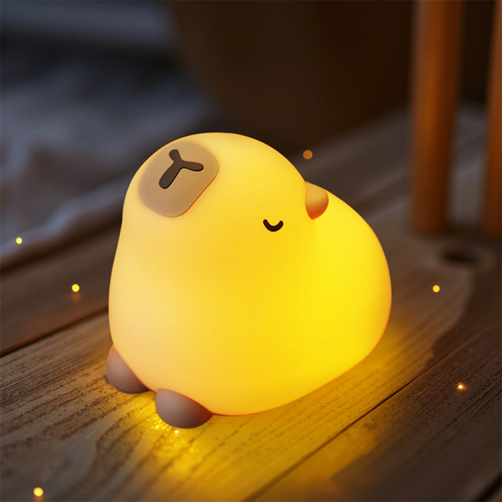 Słodka lampka nocna Capibara z miękkiego silikonu z USB-C