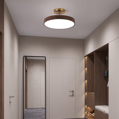 Lampa Sufitowa w Stylu Skandynawskim z Efektem Drewna i Złotą Ramą