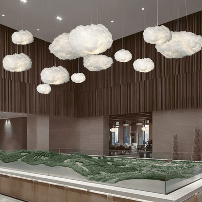 Lampa Wisząca w Kształcie Chmurki z Bawełny – Zimowy Wzór