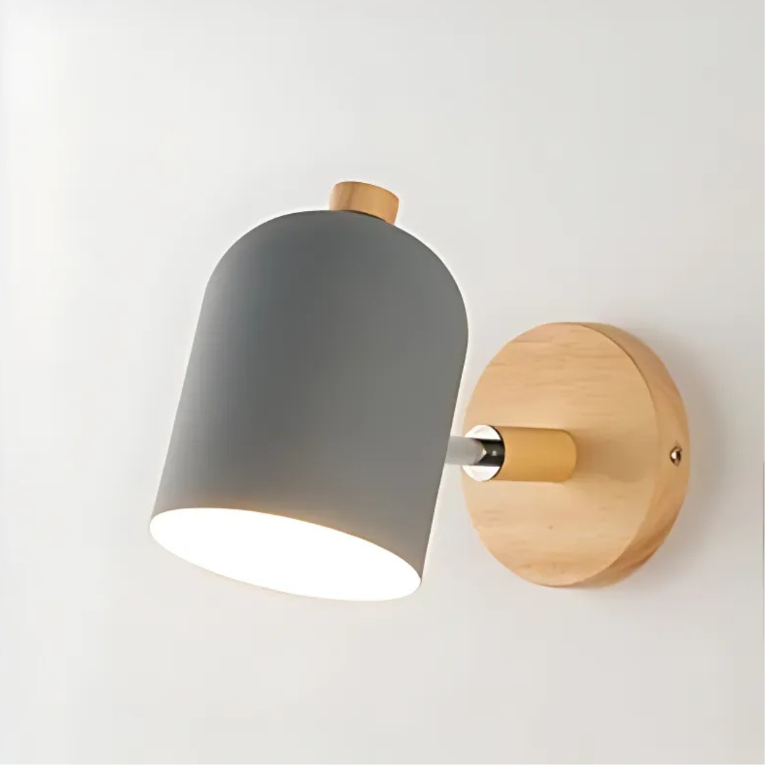 Scandinavian wooden LED wall lamp with warm light and pastel design