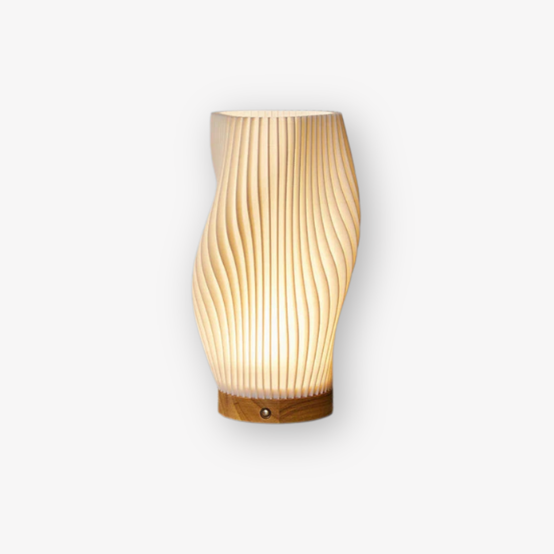 Przytulna lampa stołowa LED z funkcją ściemniania i stylowym wzorem fal