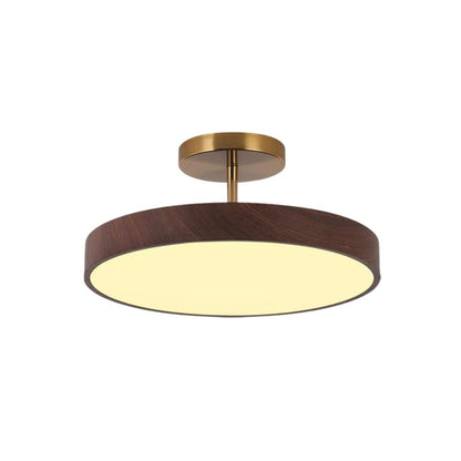 Lampa Sufitowa w Stylu Skandynawskim z Efektem Drewna i Złotą Ramą