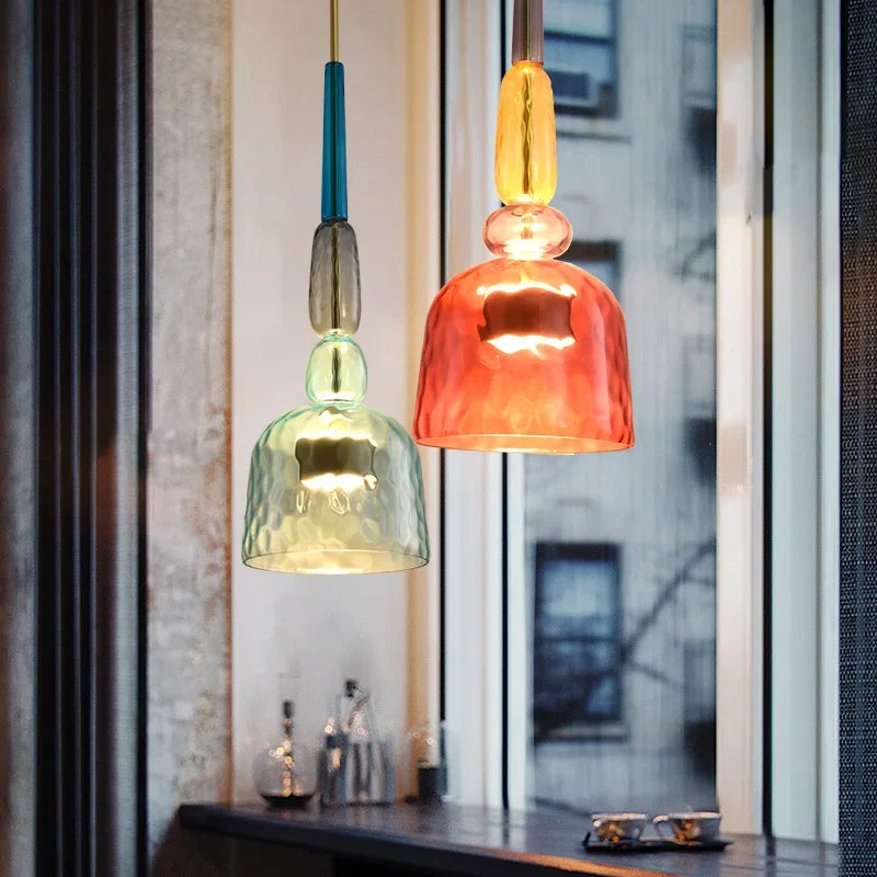 Macaron – Kolorowa szklana lampa wisząca w nowoczesnym stylu – Zabawy design