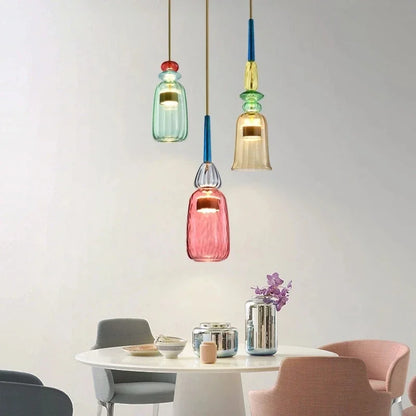 Macaron – Kolorowa szklana lampa wisząca w nowoczesnym stylu – Zabawy design