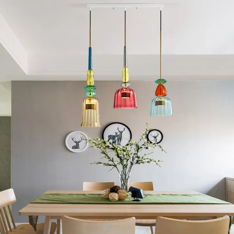 Macaron – Kolorowa szklana lampa wisząca w nowoczesnym stylu – Zabawy design