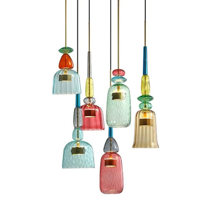 Macaron – Kolorowa szklana lampa wisząca w nowoczesnym stylu – Zabawy design