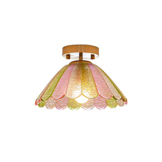 Glass flower-shaped ceiling lamp – vintage and elegant