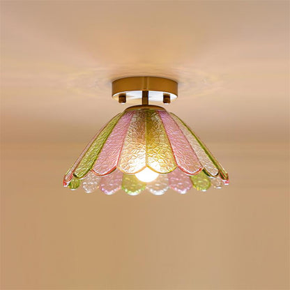 Szklana lampa sufitowa w kształcie kwiatu – vintage i elegancka