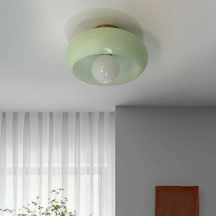 Elegancka szklana lampa sufitowa półwpuszczana w stylu mid-century