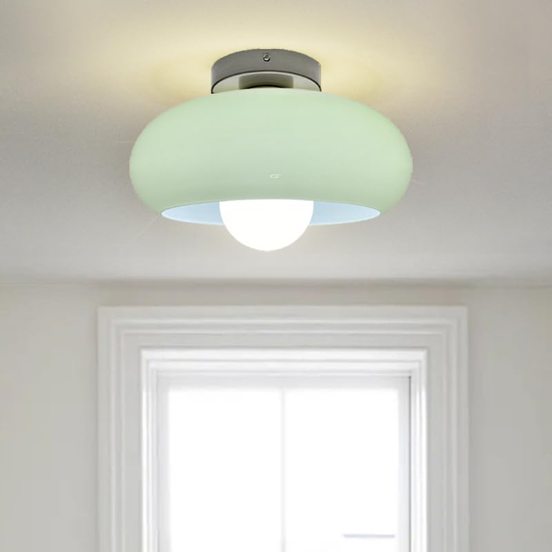 Elegancka szklana lampa sufitowa półwpuszczana w stylu mid-century