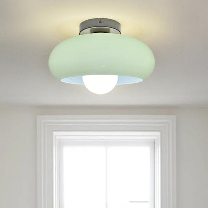 Elegancka szklana lampa sufitowa półwpuszczana w stylu mid-century
