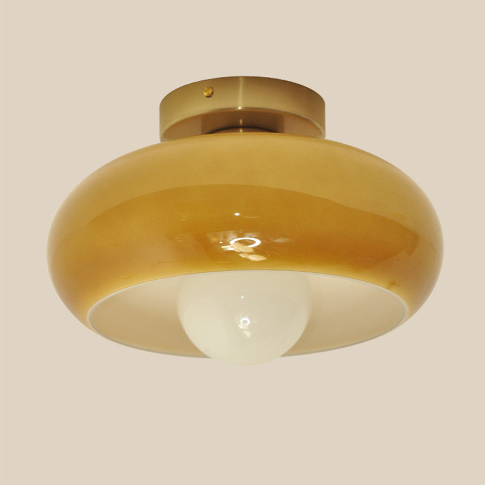 Elegancka szklana lampa sufitowa półwpuszczana w stylu mid-century