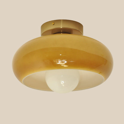 Elegancka szklana lampa sufitowa półwpuszczana w stylu mid-century