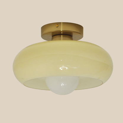 Elegancka szklana lampa sufitowa półwpuszczana w stylu mid-century