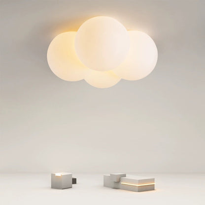 White ceiling lamp with clouds and bubbles