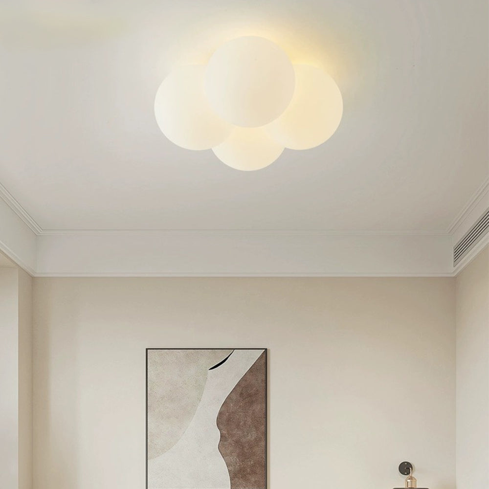 White ceiling lamp with clouds and bubbles