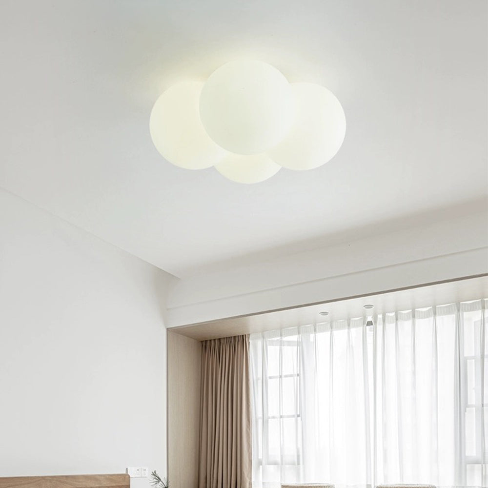 White ceiling lamp with clouds and bubbles