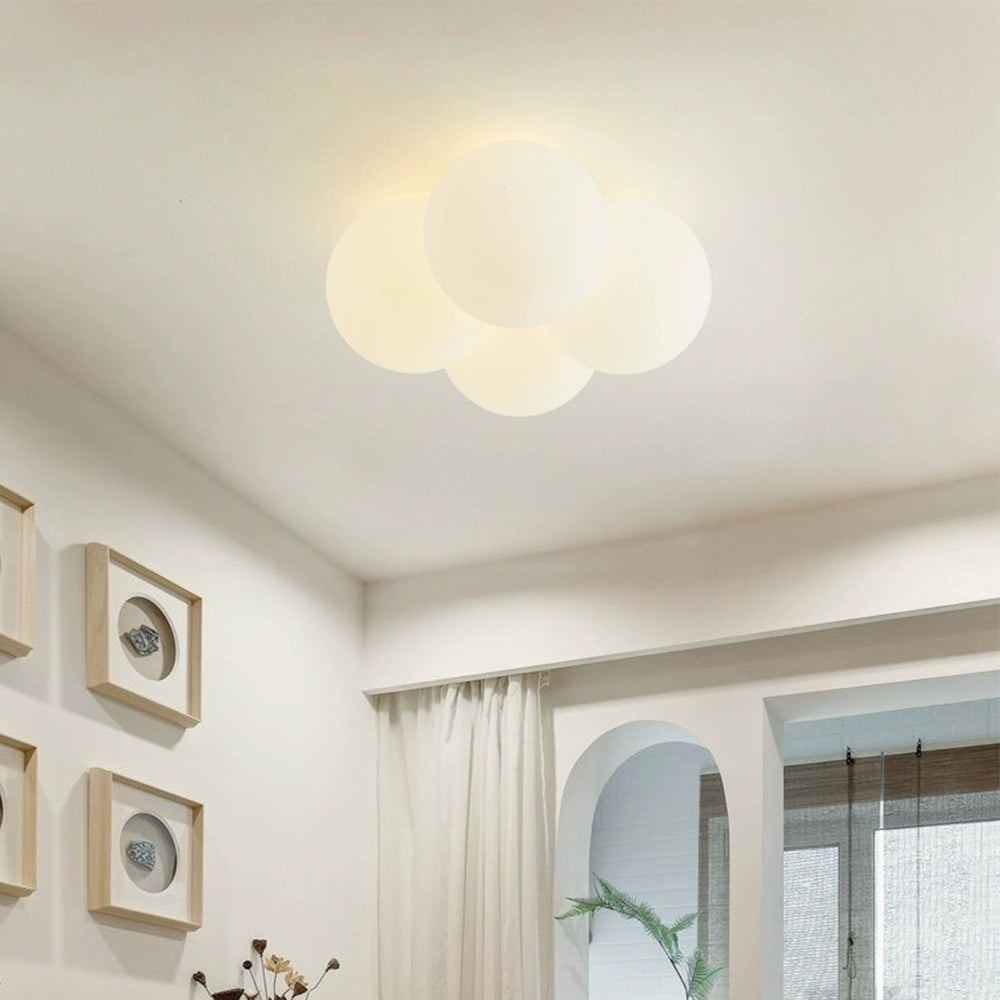 White ceiling lamp with clouds and bubbles