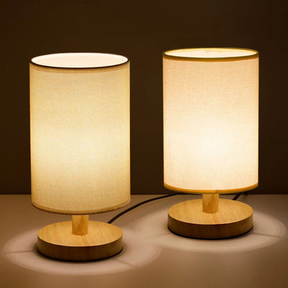 Stylowa lampa z naturalnego drewna i lnu z pilotem