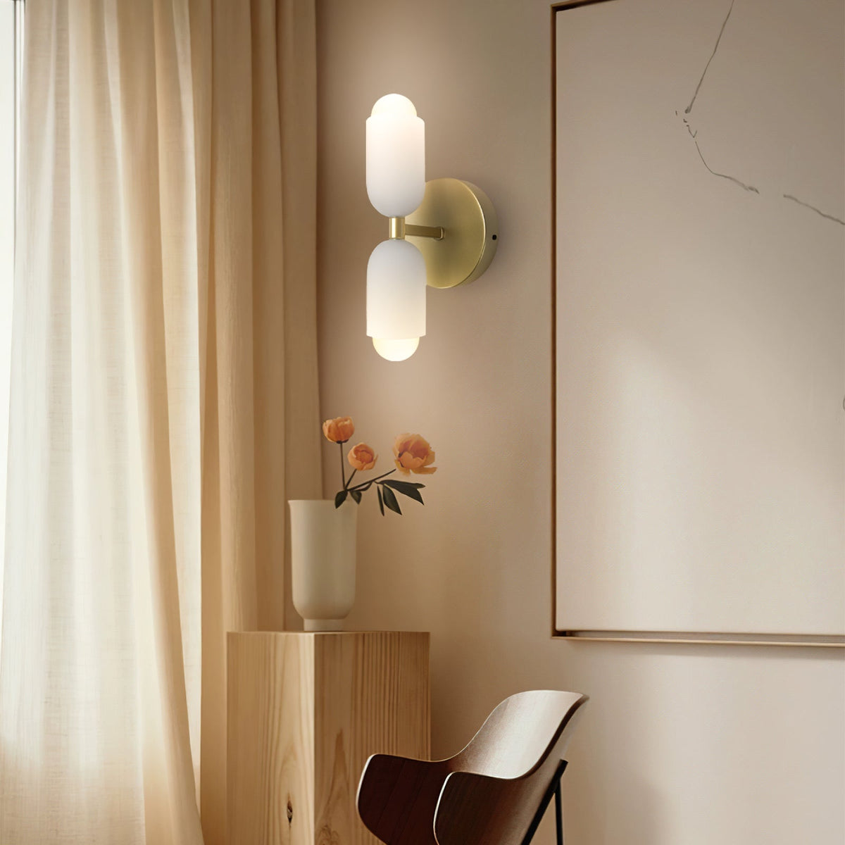 Döle – Nowoczesna Lampa Ścienna z Podwójnymi Szklanymi Kloszami (E14, Do Wnętrz)