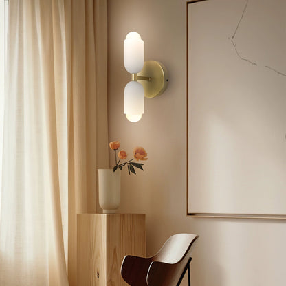 Döle – Nowoczesna Lampa Ścienna z Podwójnymi Szklanymi Kloszami (E14, Do Wnętrz)