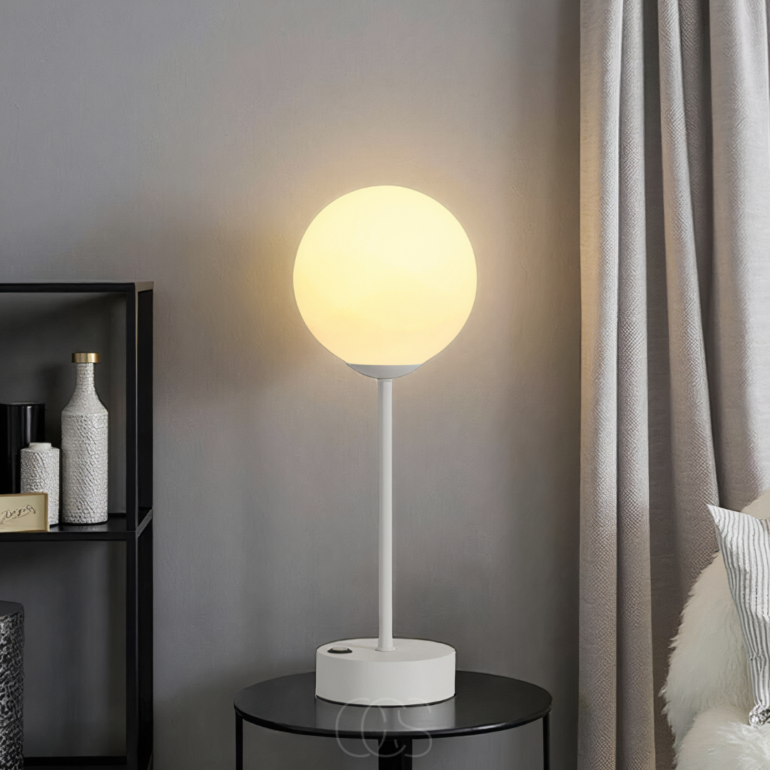 Sera – Lampa Stołowa z Kulistym Kloszem i Ciepłym Oświetleniem LED