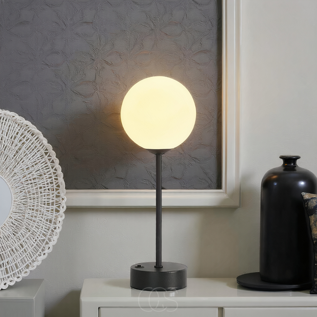Sera – Lampa Stołowa z Kulistym Kloszem i Ciepłym Oświetleniem LED