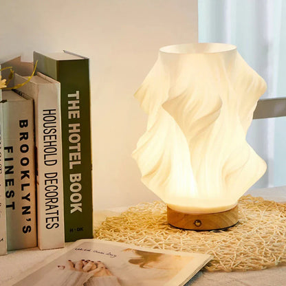 Przytulna lampa stołowa LED z funkcją ściemniania i stylowym wzorem fal