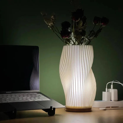 Przytulna lampa stołowa LED z funkcją ściemniania i stylowym wzorem fal