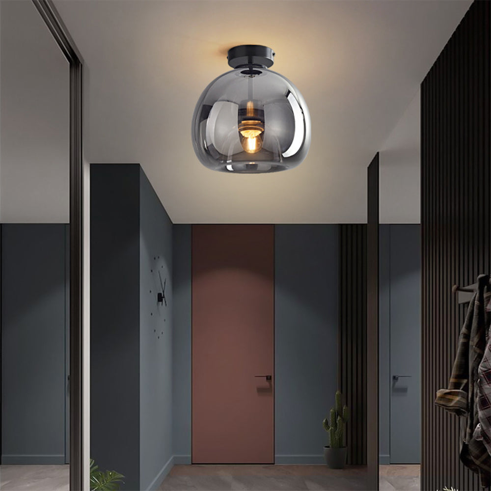 Stylowa Retro Miedziana Szklana Lampa Sufitowa
