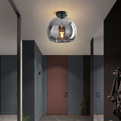 Stylowa Retro Miedziana Szklana Lampa Sufitowa