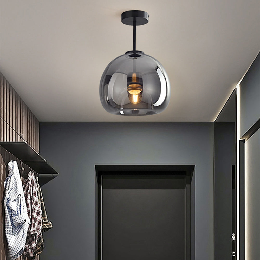 Stylowa Retro Miedziana Szklana Lampa Sufitowa