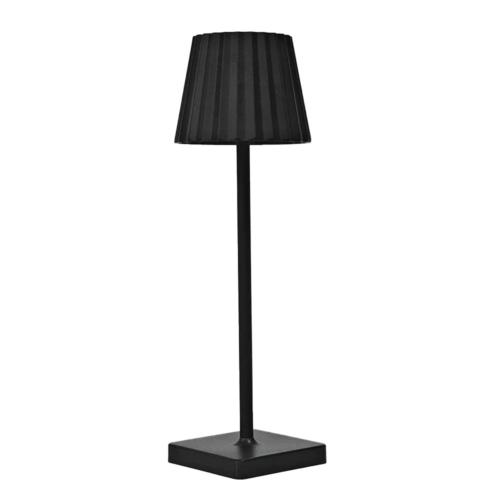 Mara – Ładowalna Klasyczna Lampa Stołowa z Plisowanym Kloszem i Ściemnialnym LED