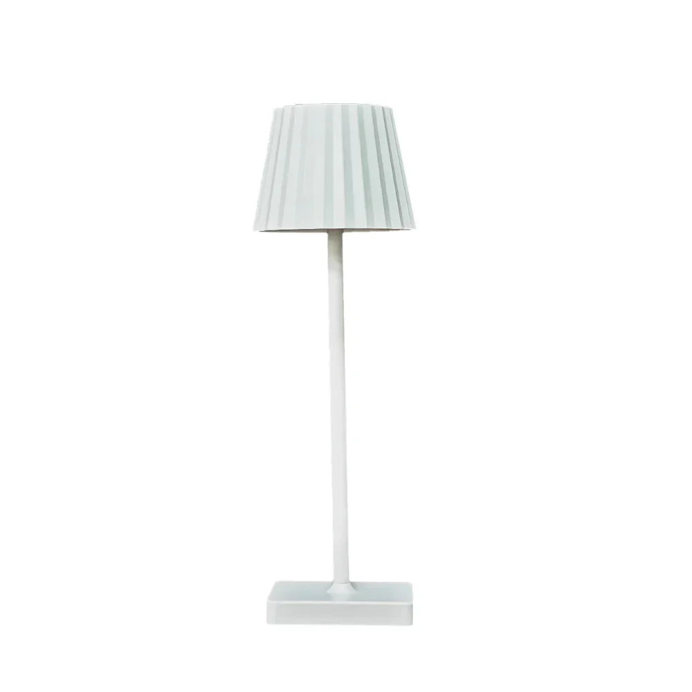 Mara – Ładowalna Klasyczna Lampa Stołowa z Plisowanym Kloszem i Ściemnialnym LED