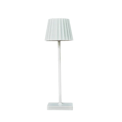 Mara – Ładowalna Klasyczna Lampa Stołowa z Plisowanym Kloszem i Ściemnialnym LED