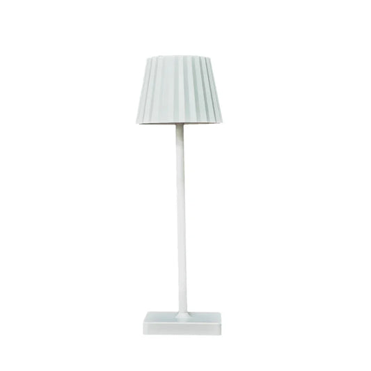 Mara – Ładowalna Klasyczna Lampa Stołowa z Plisowanym Kloszem i Ściemnialnym LED