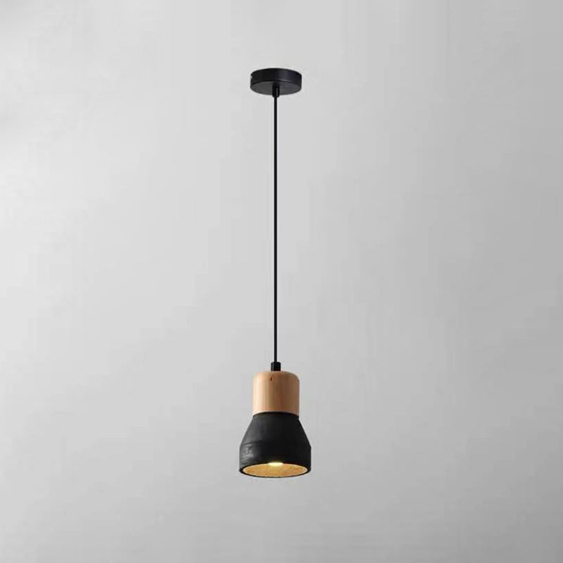 Nowoczesna Lampa Wisząca z Cementu i Drewna o Industrialnym Designie