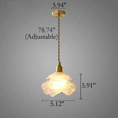 Francuska Miedziana Lampa Wisząca ze Szklanym Kloszem – Regulowany Kabel