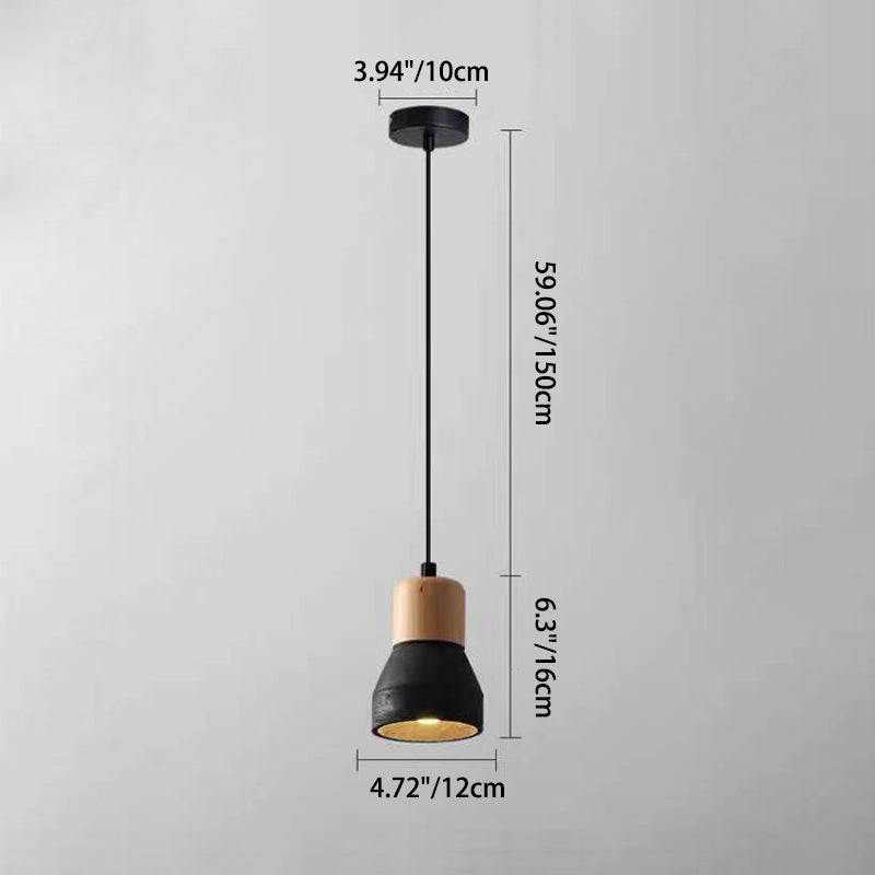 Nowoczesna Lampa Wisząca z Cementu i Drewna o Industrialnym Designie