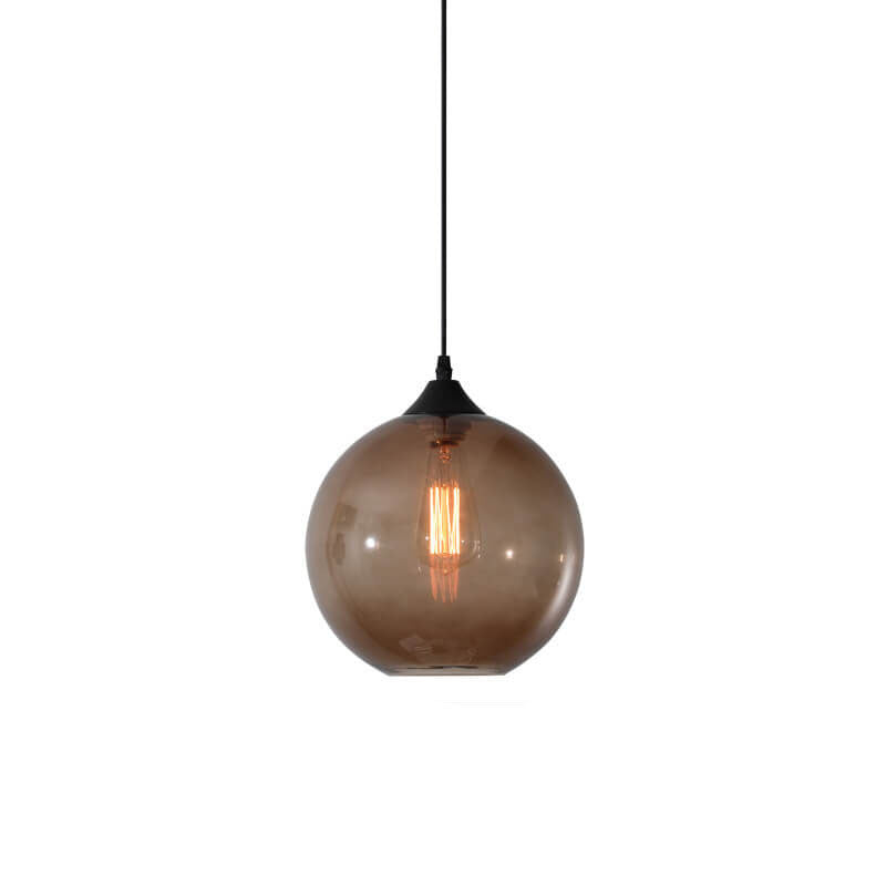 Modern Glass Hanging Lamp in Various Colors with Spherical Design