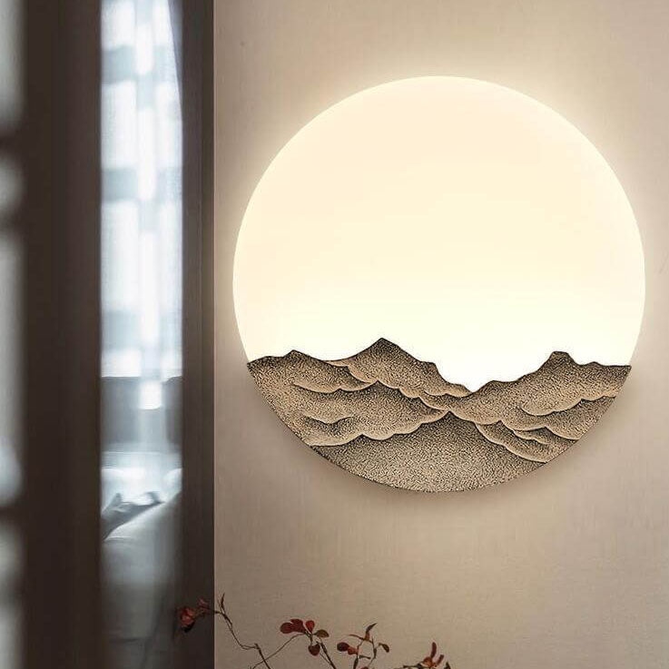 Azjatycka Lampa Ścienna z Minimalistycznym Designem – Żelazo, Akryl i Żywica – LED
