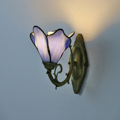Designer glass and iron wall lamp - many colours