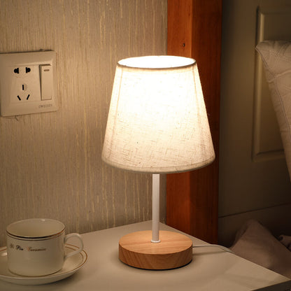 Scandinavian Modern Wooden Table Lamp with Built-in LED - USB Plug