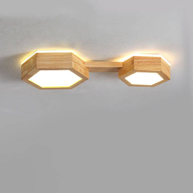 Nowoczesna drewniana lampa sufitowa Japandi LED – 1/2/3 reflektory