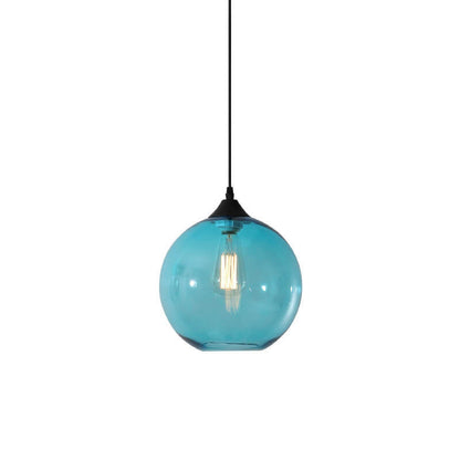 Modern Glass Hanging Lamp in Various Colors with Spherical Design