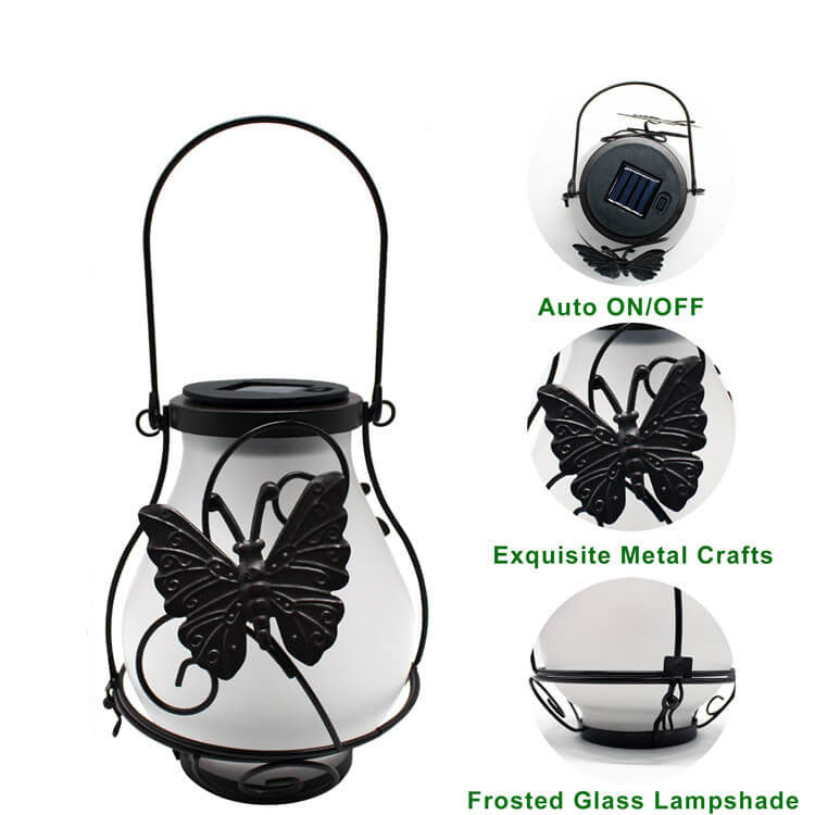 Decorative Solar LED Garden Lamp – Black – (1 LED)